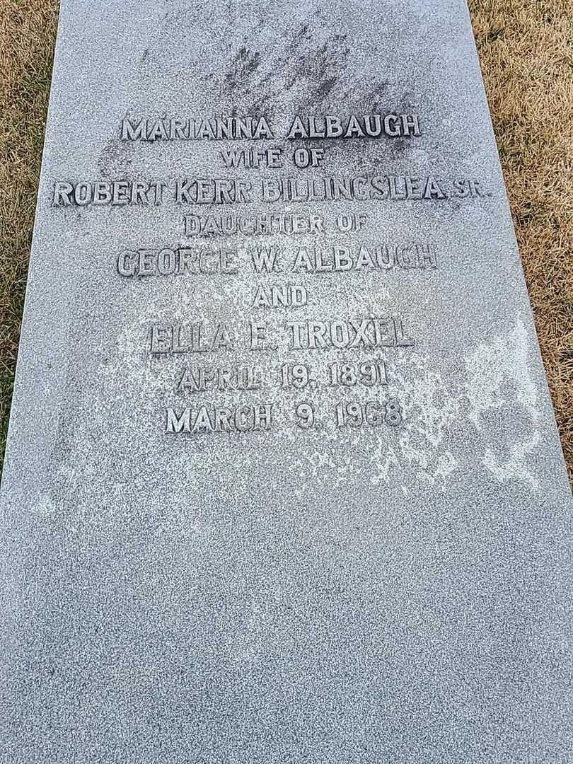 Marianna Albaugh Billingslea's grave. Photo 3