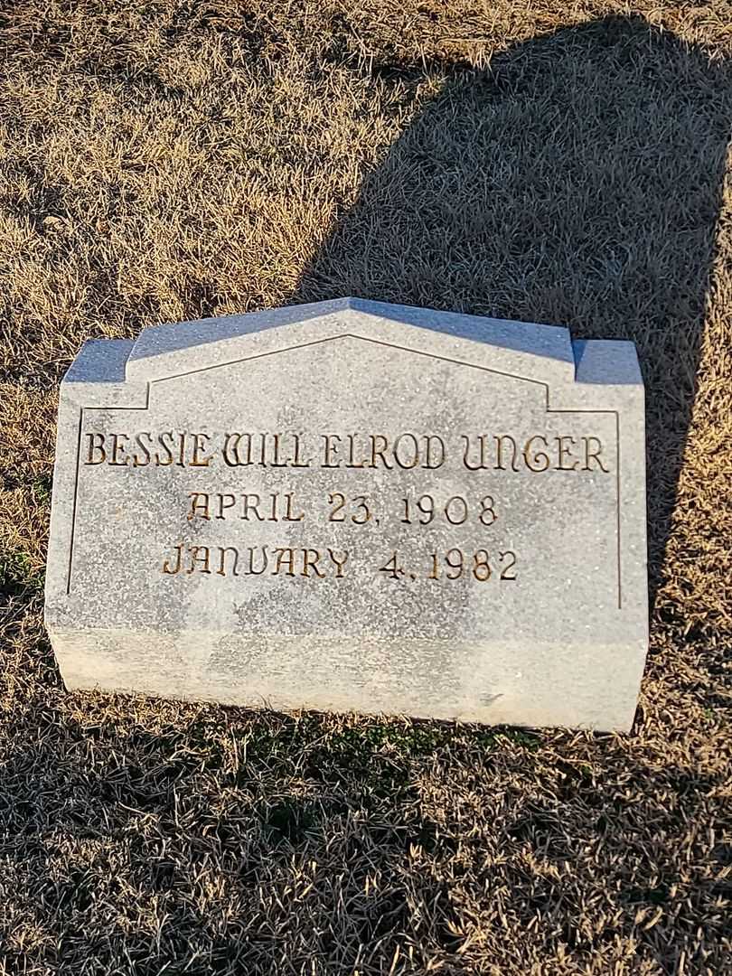 Bessie Will Elrod Unger's grave. Photo 3