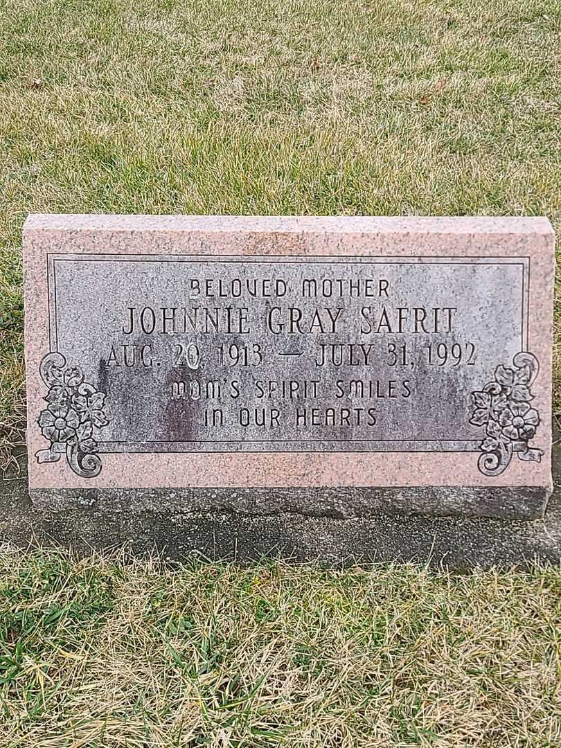 Johnnie Gray Safrit's grave. Photo 1