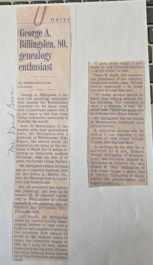 George Albaugh Billingslea's grave. Photo 4